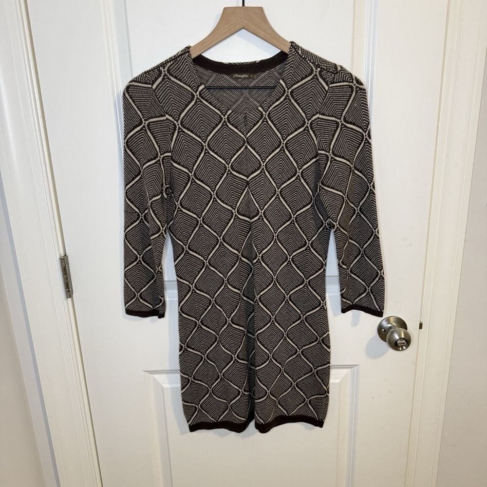 J.McLaughlin Geometric Print Zip Front Knit Mini‎ Sweater Dress Women's Small
